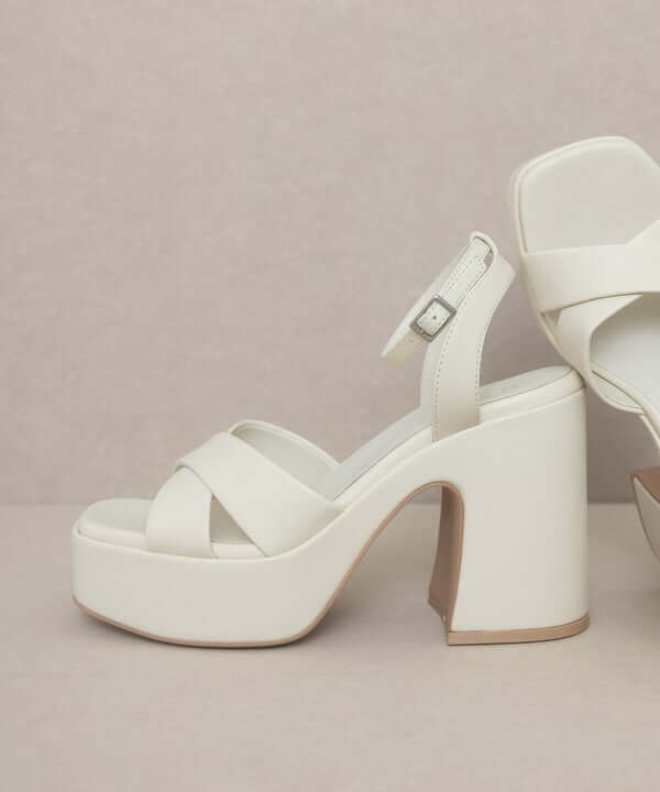 Oasis Society Norah - Beige Brown Chunky Platform Heels Sandals, Oasis Society, $ 65.00