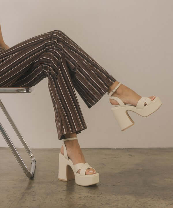 Oasis Society Norah - Beige Brown Chunky Platform Heels Sandals, Oasis Society, $ 65.00