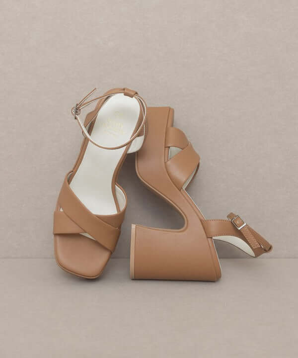 Oasis Society Norah - Beige Brown Chunky Platform Heels Sandals, Oasis Society, $ 65.00