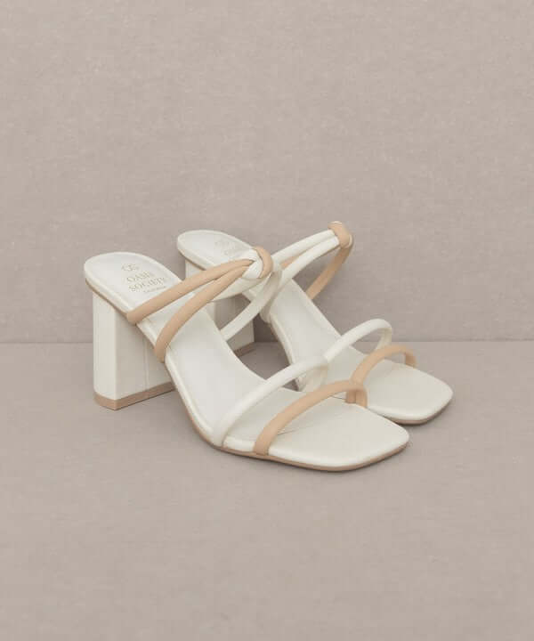 Oasis Society Sawyer - Beige Two Strap Summer Heels Sandals, Oasis Society, $ 55.95