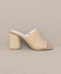 Oasis Society Serena - Nude Studded Raffia Slide Heels Sandals, Oasis Society, A Moment Of Now