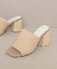 Oasis Society Serena - Nude Studded Raffia Slide Heels Sandals, Oasis Society, A Moment Of Now