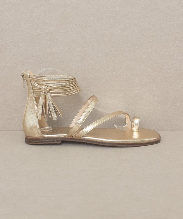 Shop OASIS SOCIETY Abril - Women's Strappy Ankle Wrap Sandal in Gold Taupe, Sandals, USA Boutique