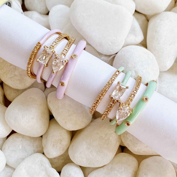 Shop Pastel Glam Ring Set Of 4, Rings, USA Boutique