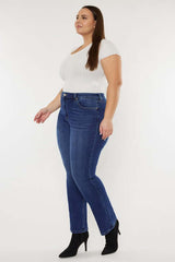 Plus Size Dark Blue Open Pack Slim Straight Jeans, Kan Can USA, $ 63.95