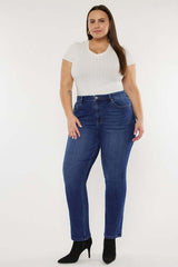 Plus Size Dark Blue Open Pack Slim Straight Jeans, Kan Can USA, $ 63.95