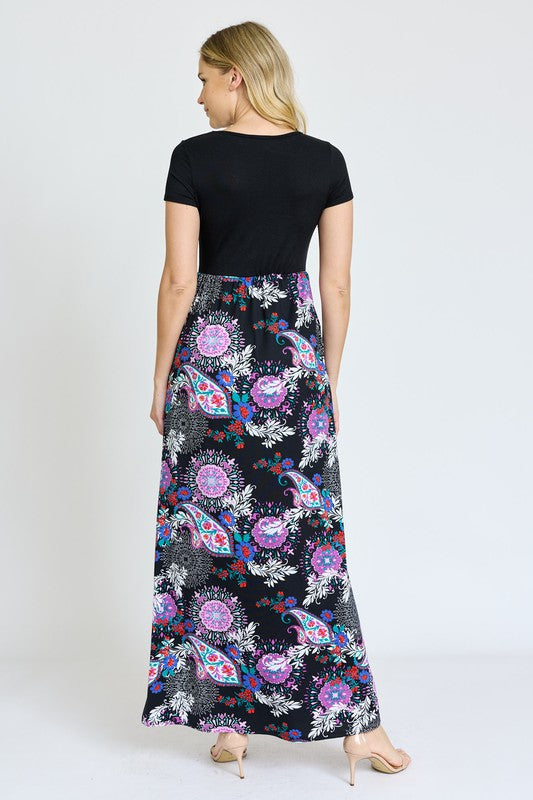 Shop Summer Short Sleeve Floral Print Maxi Dress | USA Boutique Clothing, Dresses, USA Boutique