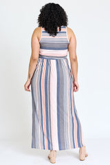 Shop Plus Size Vintage Pink Navy Stripe Maxi Dress | Women's Clothing Shop, Dresses, USA Boutique