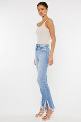 Light Blue High Rise Leg Distress Bootcut Jeans