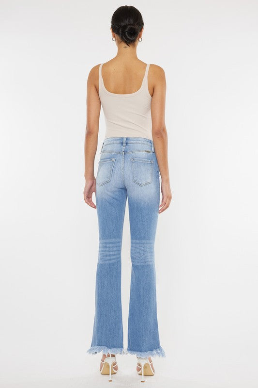 Light Blue High Rise Leg Distress Bootcut Jeans