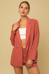 Coral Double Breasted Smart Blazer