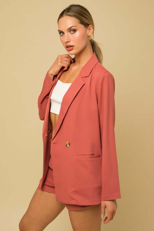 Coral Double Breasted Smart Blazer