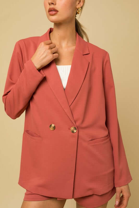 Coral Double Breasted Smart Blazer