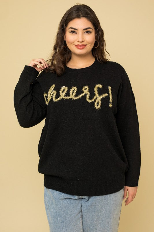 Shop Plus Size Women's Cheers Pullover Sweater | Sho Boutique Clothing, Sweaters, USA Boutique
