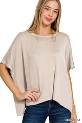 Ribbed Striped Oversized Short Sleeve Top, ZENANA, $ 25.00