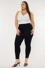 Plus Size Black High Rise Ankle Skinny Jeans, Kan Can USA, $ 73.95