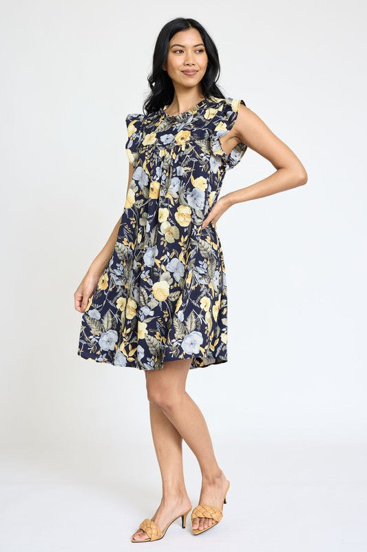 Shop Plus Size Spring Summer Floral Print Ruffle Hem Shift Dress , Dresses, USA Boutique