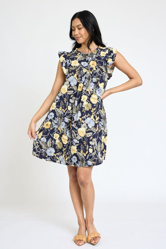 Shop Spring Floral Print Ruffle Hem Shift Dress, Dresses, USA Boutique