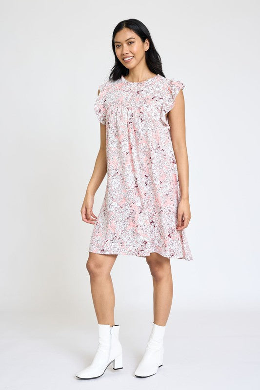 Shop Spring Floral Print Ruffle Hem Shift Dress, Dresses, USA Boutique