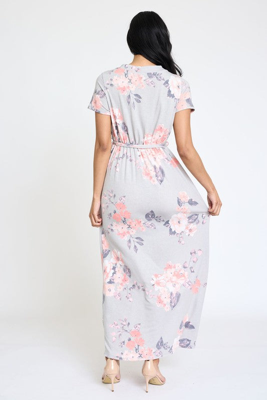 Shop Floral Print Surplice Bodice Sash Summer Maxi Dress | Women's Clothing, Dresses, USA Boutique