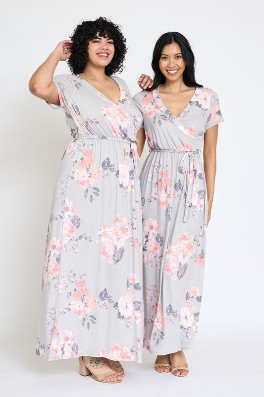 Shop Floral Print Surplice Bodice Sash Summer Maxi Dress | Women's Clothing, Dresses, USA Boutique