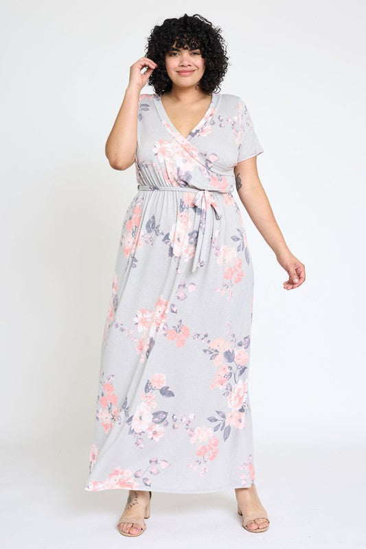 Shop Plus Size Floral Surplice Bodice Sash Maxi Dress | USA Boutique Shop, Dresses, USA Boutique