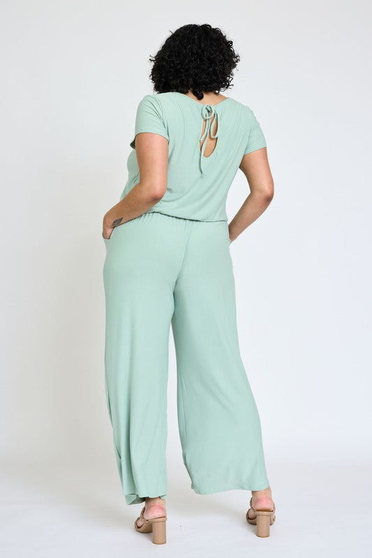 Shop Plus Size Spring Short Sleeve Jumpsuit with Pockets | Boutique Online, Jumpsuits, USA Boutique