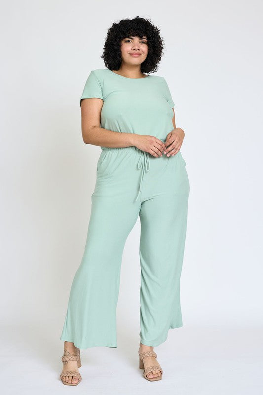Shop Plus Size Spring Short Sleeve Jumpsuit with Pockets | Boutique Online, Jumpsuits, USA Boutique