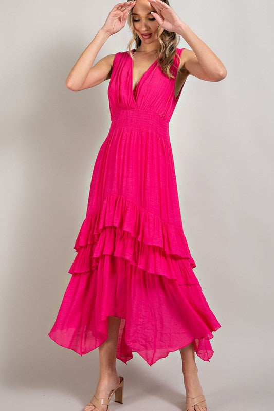 Shop V Neck Ruffle Maxi Dress Summer Sundress | Women's Fashion Boutique, Dresses, USA Boutique