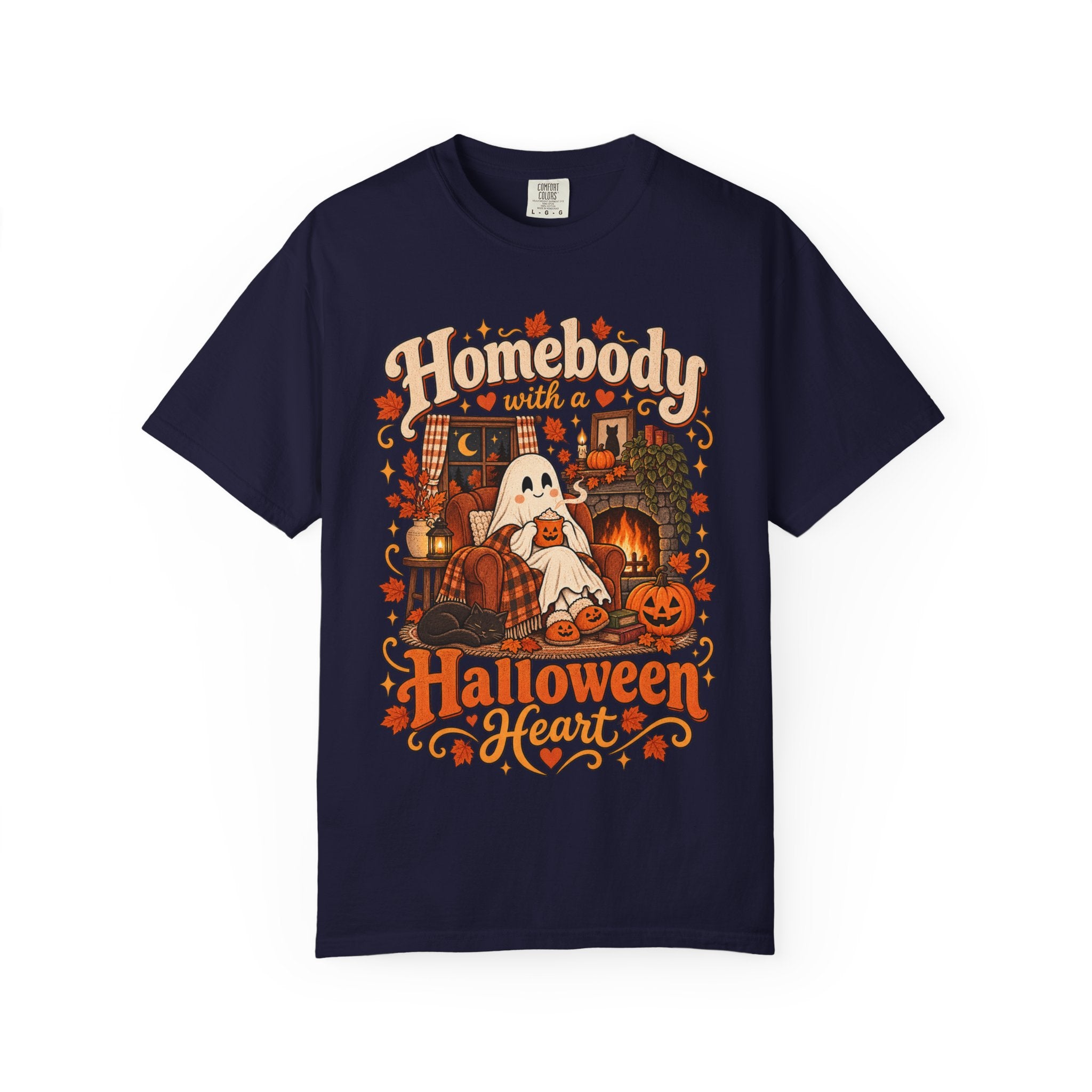 Homebody Halloween Heart T-shirt with ghost and pumpkin graphic product photo 27