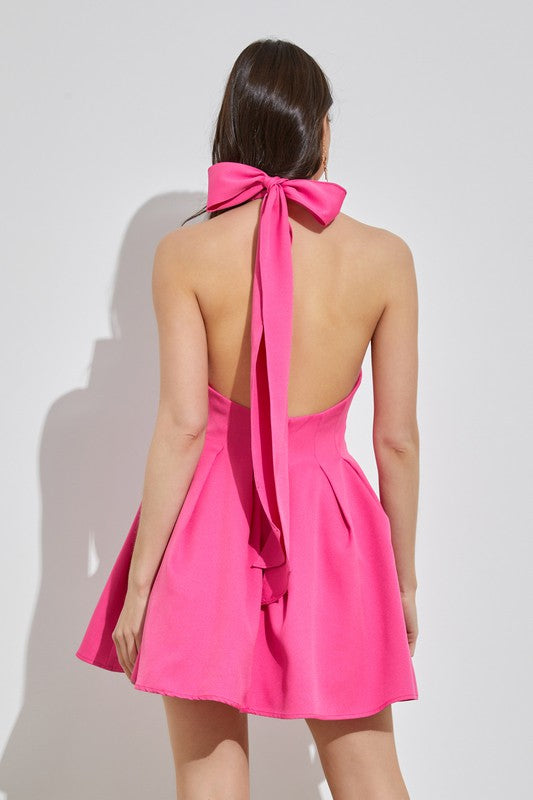 Shop White Pink Cross Neck Halter Dress | Women's Boutique Clothing, Dresses, USA Boutique