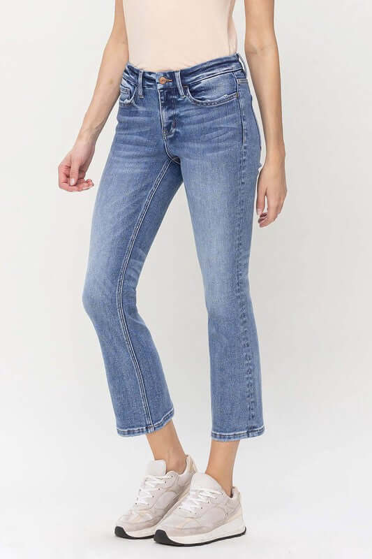 Women's Blue Robust Mid Rise Kick Flare Jeans | USA Boutique Online, VERVET by Flying Monkey, $ 69.00