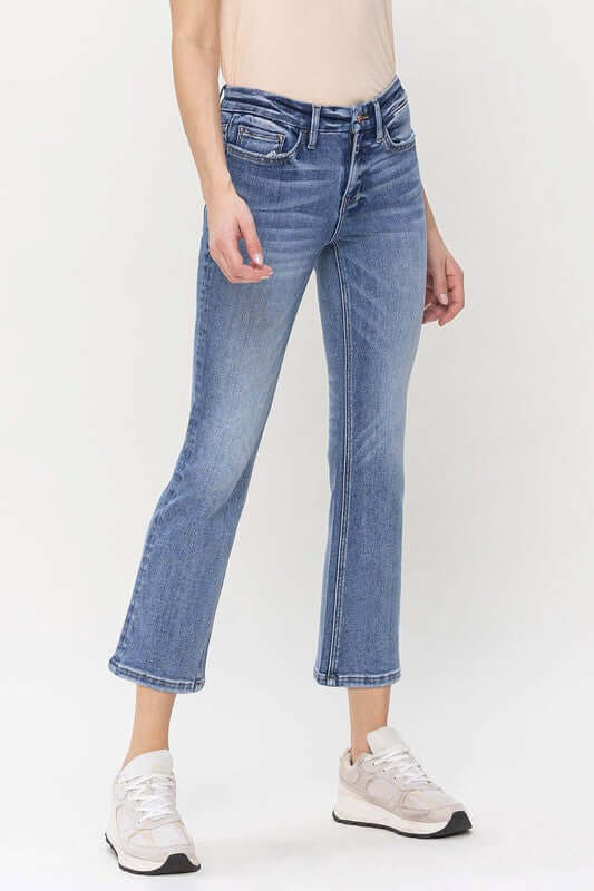 Women's Blue Robust Mid Rise Kick Flare Jeans | USA Boutique Online, VERVET by Flying Monkey, $ 69.00