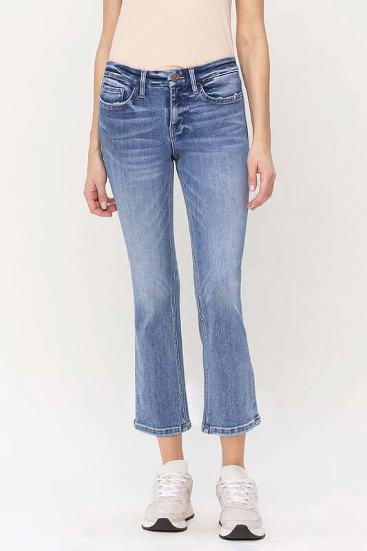 Women's Blue Robust Mid Rise Kick Flare Jeans | USA Boutique Online, VERVET by Flying Monkey, $ 69.00