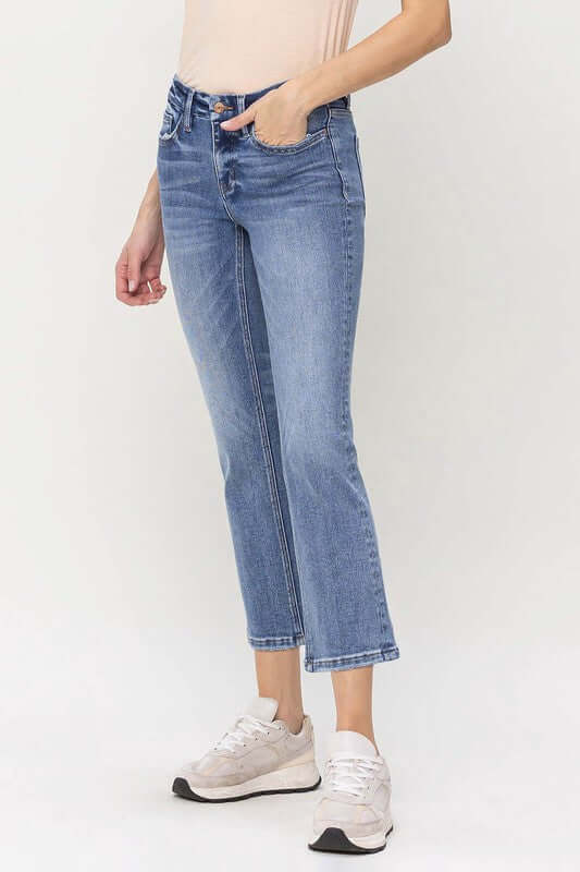 Women's Blue Robust Mid Rise Kick Flare Jeans | USA Boutique Online, VERVET by Flying Monkey, $ 69.00