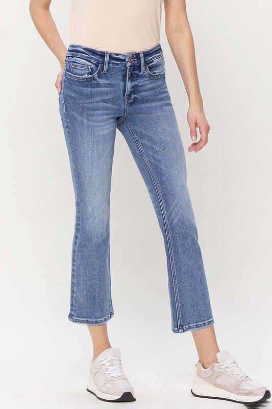 Women's Blue Robust Mid Rise Kick Flare Jeans | USA Boutique Online, VERVET by Flying Monkey, $ 69.00