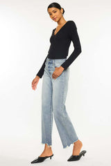 Light Blue High Rise Slim Wide Leg Jeans, Kan Can USA, $ 73.95