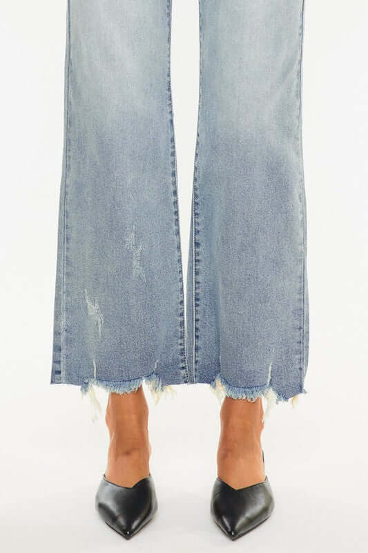 Light Blue High Rise Slim Wide Leg Jeans, Kan Can USA, $ 73.95