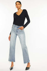 Light Blue High Rise Slim Wide Leg Jeans, Kan Can USA, $ 73.95