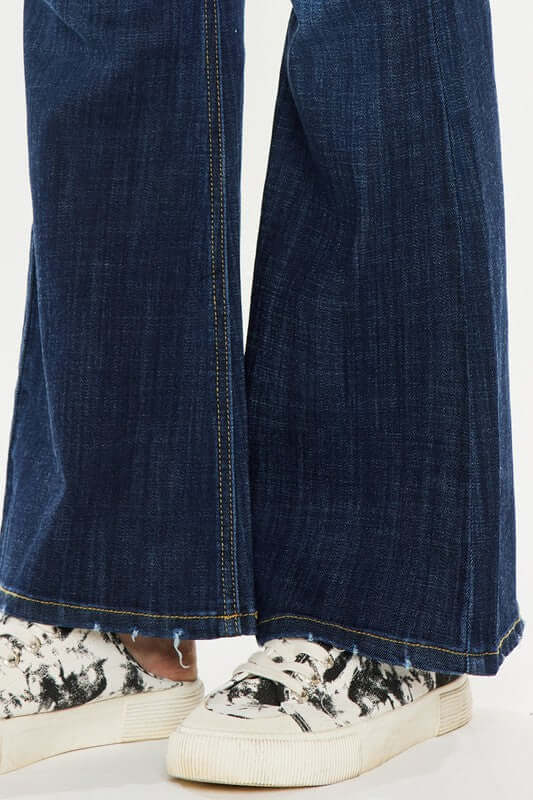 Plus Size Petite Dark Wash Mid Rise Flare Jeans