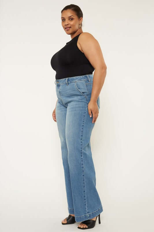 Plus High Rise Trouser Wide Leg Jeans, Kan Can USA, $ 75.00