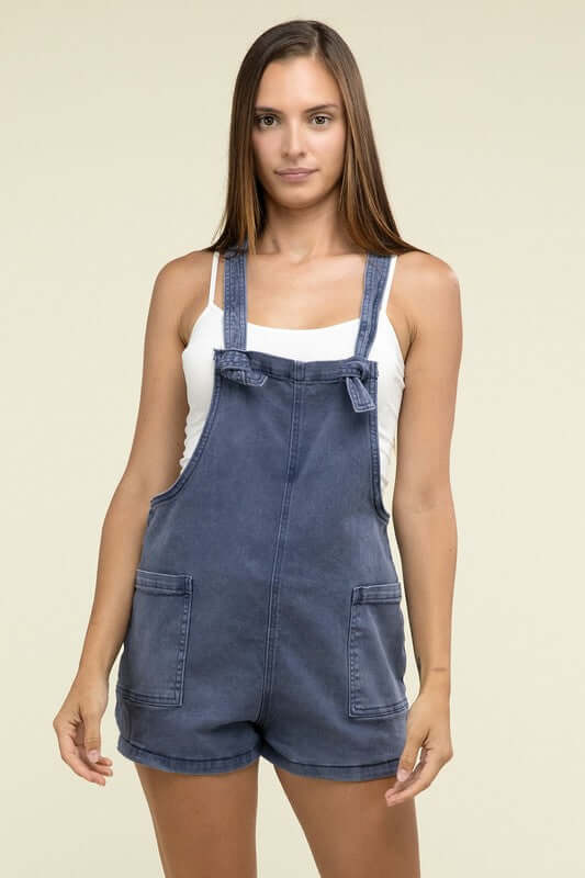 Washed Knot Strap Romper, ZENANA, $ 55.00