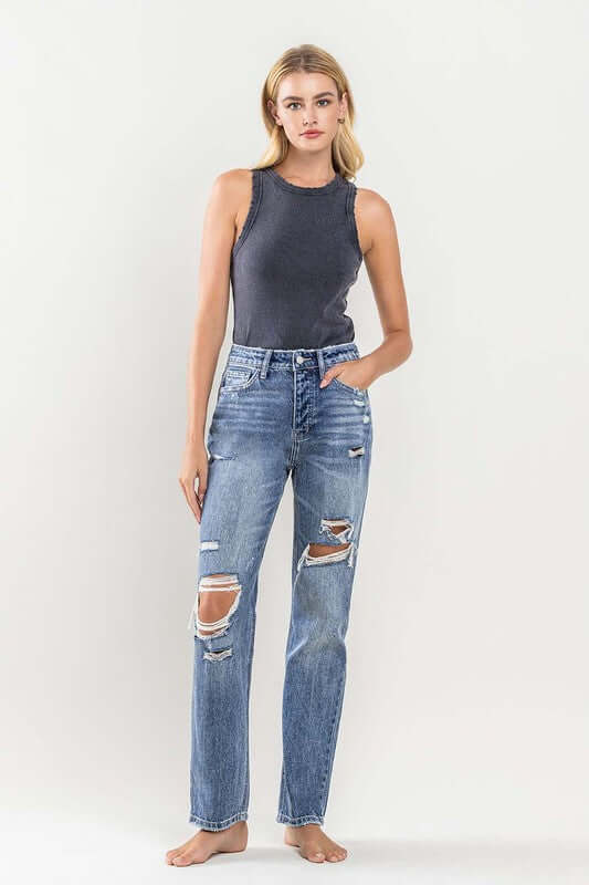 90'S Vintage Distressed Slim Straight Jean, Flying Monkey, $ 76.95