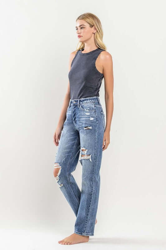 90'S Vintage Distressed Slim Straight Jean, Flying Monkey, $ 76.95