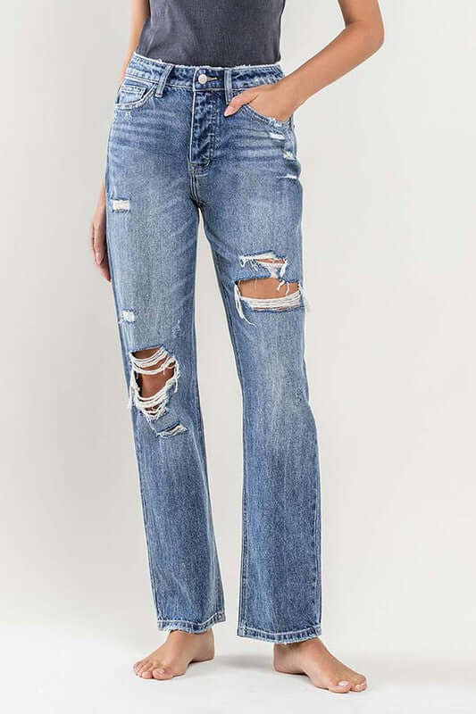 90'S Vintage Distressed Slim Straight Jean, Flying Monkey, $ 76.95