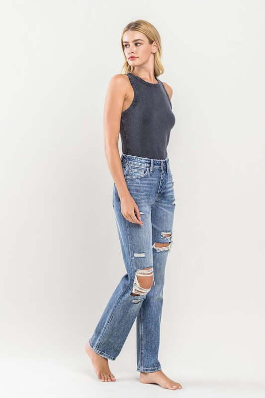 90'S Vintage Distressed Slim Straight Jean, Flying Monkey, $ 76.95