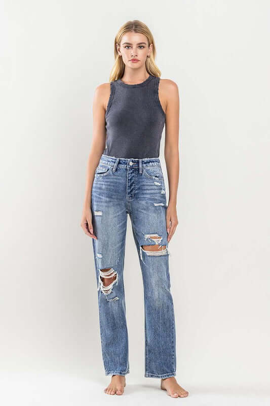 90'S Vintage Distressed Slim Straight Jean, Flying Monkey, $ 76.95