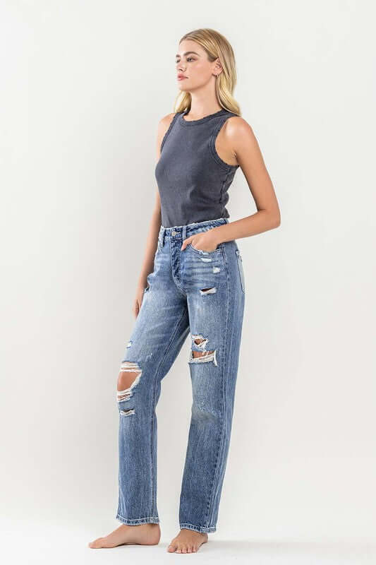 90'S Vintage Distressed Slim Straight Jean, Flying Monkey, $ 76.95