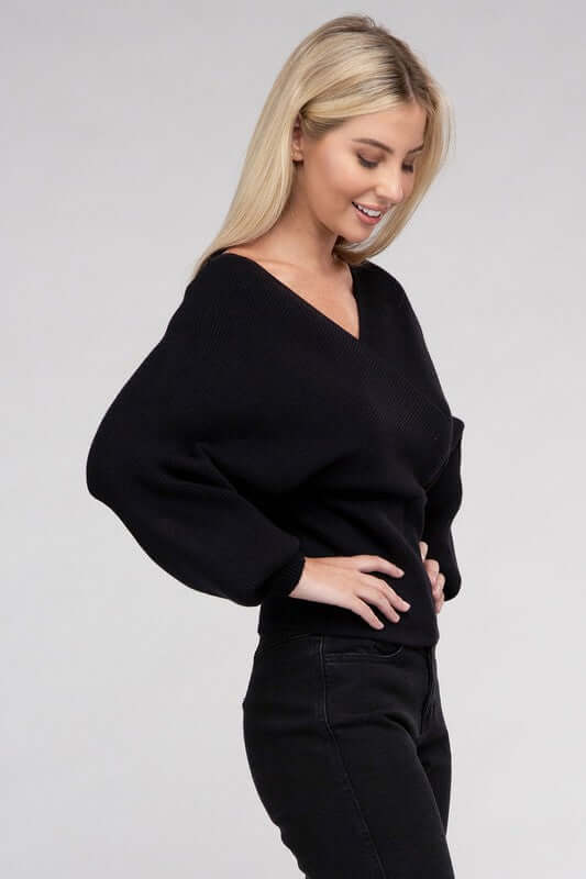 Shop Viscose Cross Wrap Pullover Sweater For Women | Boutique Clothing, Sweaters, USA Boutique