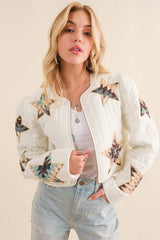 Off White Quilted Starry Padded Western Jacket